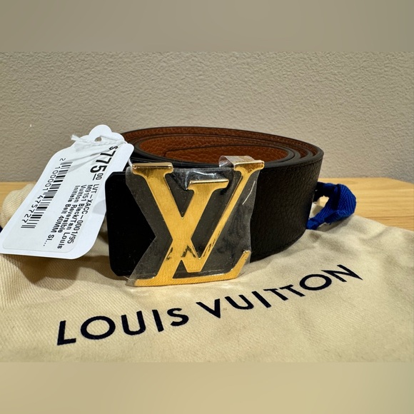 Louis Vuitton Black & Tan Reversible Initials 40MM Leather Belt Size 95 - Picture 5 of 15